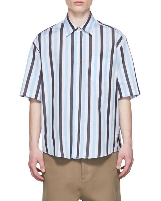 AMI Blue Stripe-Print Shirt for men