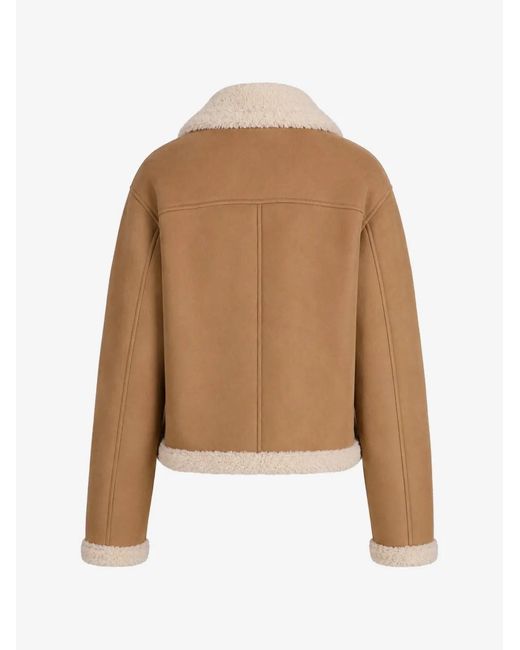 P.A.R.O.S.H. Brown Montana Shearling-Trim Jacket