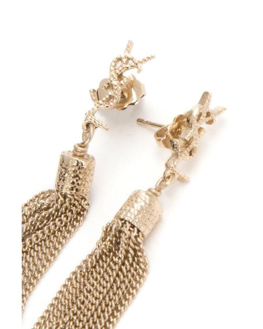 Saint Laurent White Loulou Tassel Earrings