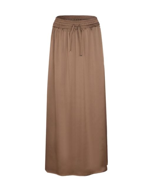Herno Brown Elasticated-Waist Midi Skirt