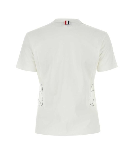 Thom Browne White Dog Embroidered Crewneck T-Shirt