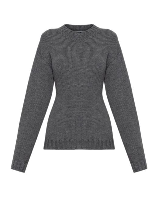 Jil Sander Gray V-Neck Knitted Jumper