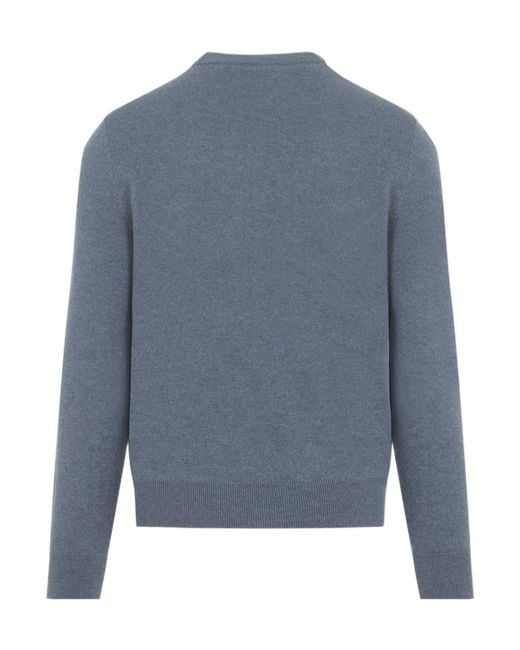 Brioni Blue Cashmere Crew-Neck Sweater for men