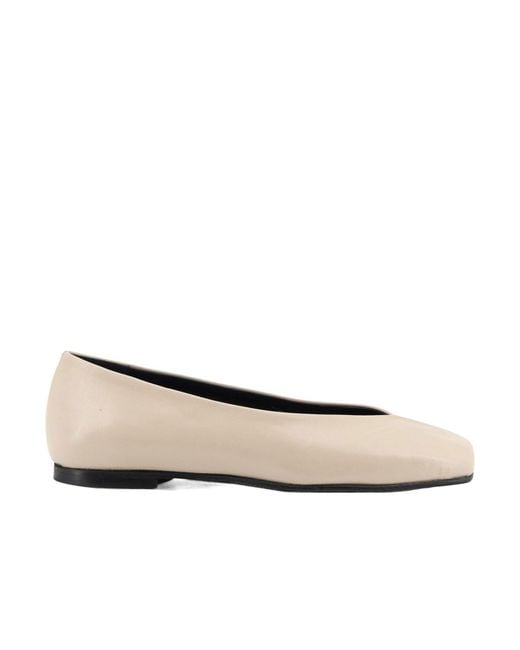 Alohas Natural Square-Toe Cut-Out Flat Shoes