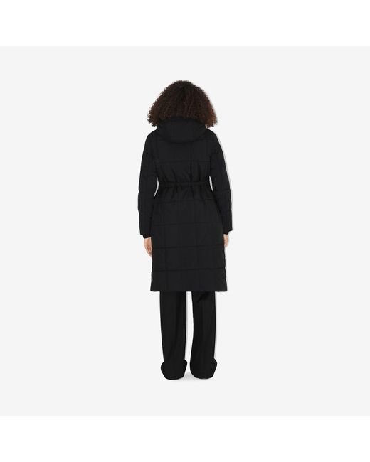 Burberry Black Quilted Hooded Long-Sleeve Coat