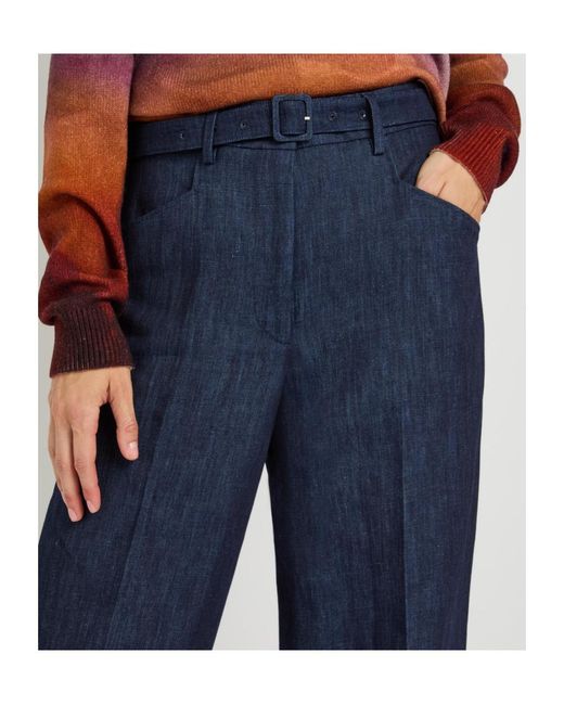 Gabriela Hearst Blue Belted Wide-Leg Trousers