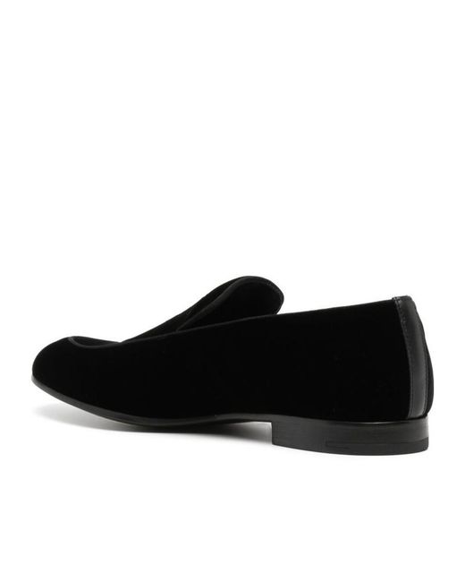 Giorgio Armani Black Embroidered-Logo Detail Loafers for men