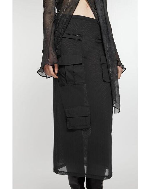 Acne Black Cargo Mesh Skirt