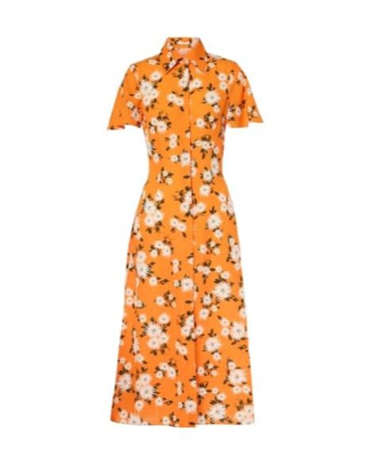 Emilia Wickstead Orange Florencia Floral Crêpe Georgette Shirtdress