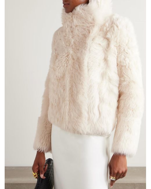 Yves Salomon White Cropped Leather Jacket