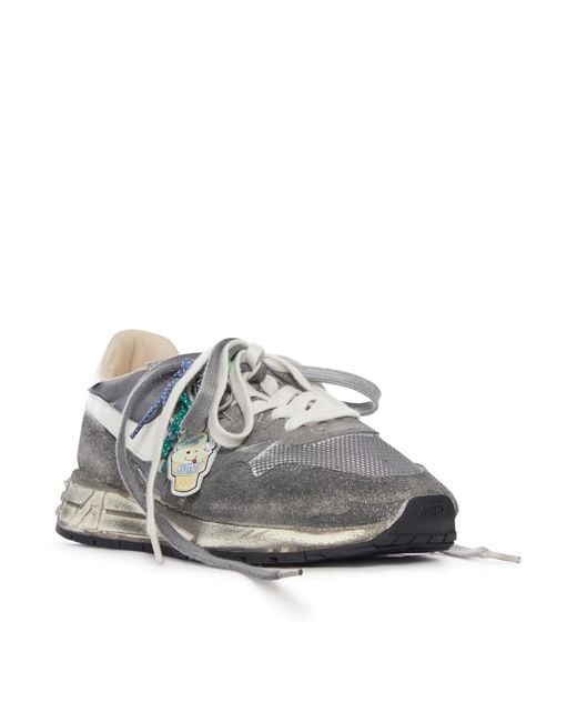 Autry Gray Reelwind Super Vintage Lace-Up Sneakers