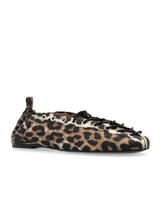 Ganni Multicolor Canvas Printed Ballet Flats