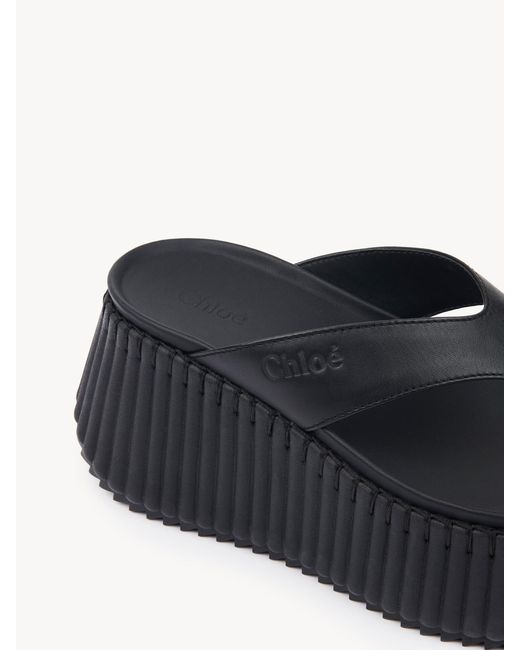 Chloé Black Platform Ridged-Sole Sandals