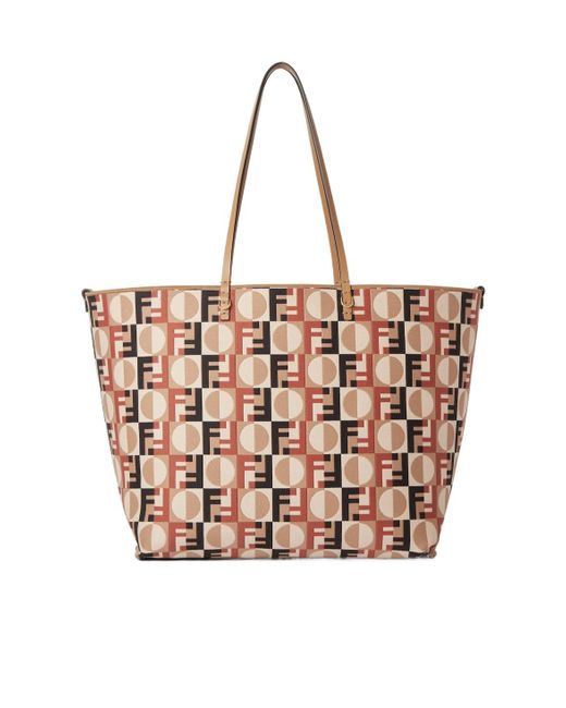 Fendi Natural Roll Striped Large Tote Bag