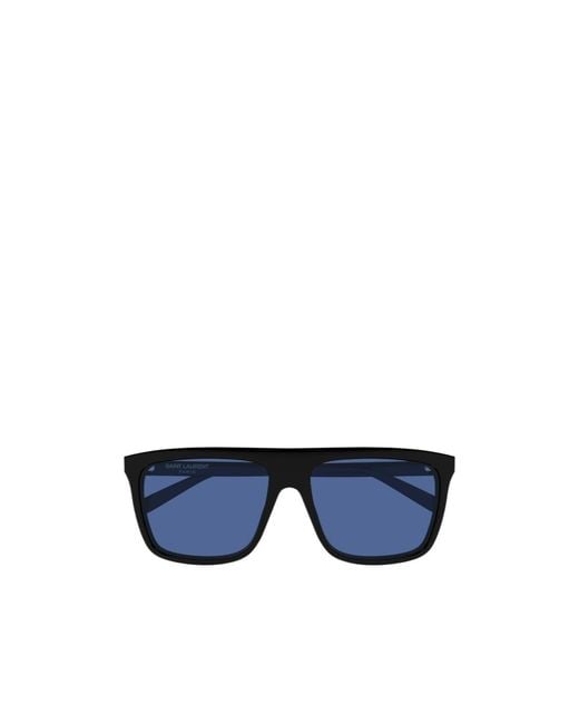 Saint Laurent Blue Eyewear Rectangle Frame Sunglasses for men