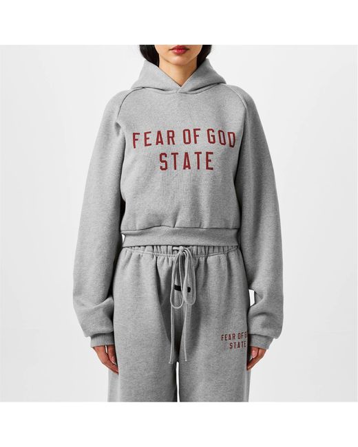 Fear Of God Gray Logo Hooded Sweatshirt