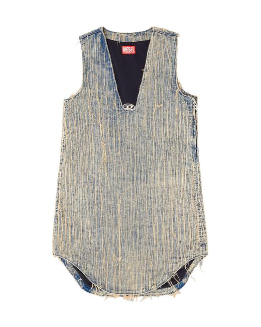 DIESEL Gray De-Laris-Dress-S2 Distressed Denim Dress