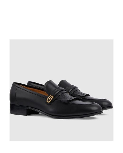 Gucci Black Logo Detailed Loafers for men