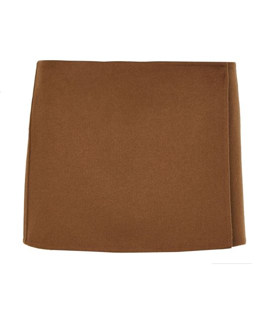 Miu Miu Brown Double-Faced Cashmere Midi Skirt