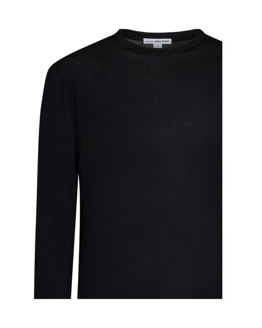 James Perse Black Shirttail Hem Crewneck T-Shirt for men