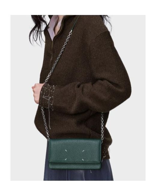 Maison Margiela Green Chain Strap Leather Wallet