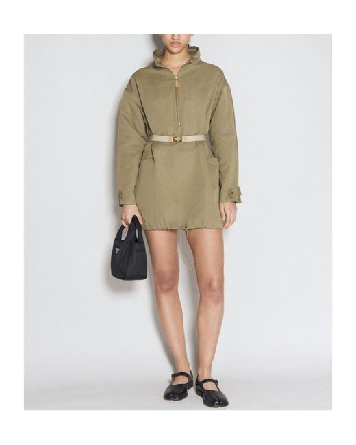 Prada Natural Half-Zipped Drawstring Jacket