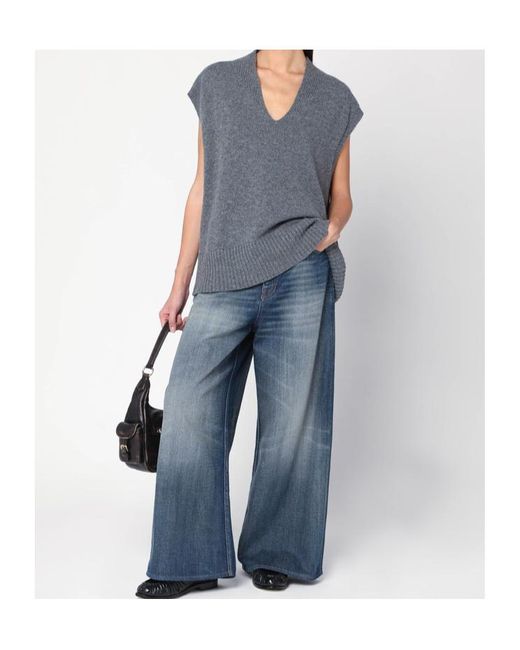 Roberto Collina Blue V-Neck Knitwear