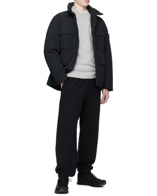 Stone Island Black Logo Patch Zip-Up Padded Jacket for men