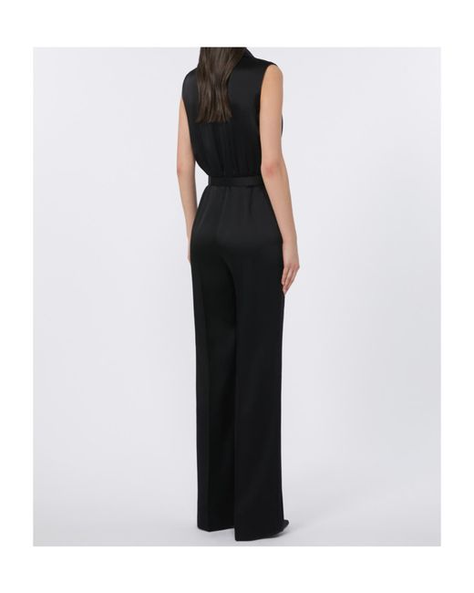 Max Mara Black Lapel Sleeveless Jumpsuit