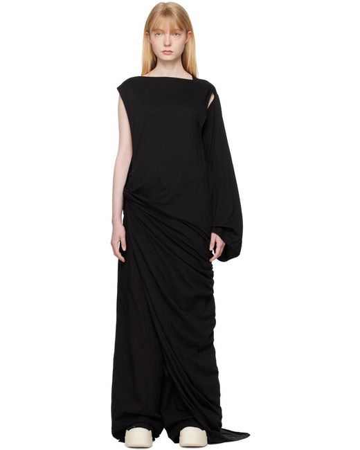 Rick Owens Black Edfu Asymmetric Draped Gown