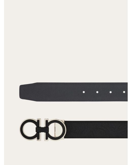 Ferragamo White Reversible And Adjustable Gancini Belt for men