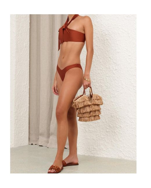 Zimmermann Red Awaken Tie Neck Bikini