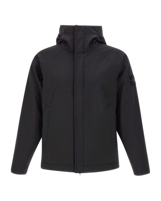 Stone Island Blue Logo Patch Hooded Parka for men