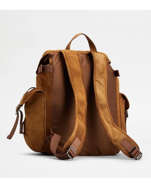 Tod's Brown Logo Debossed Medium Backpack for men