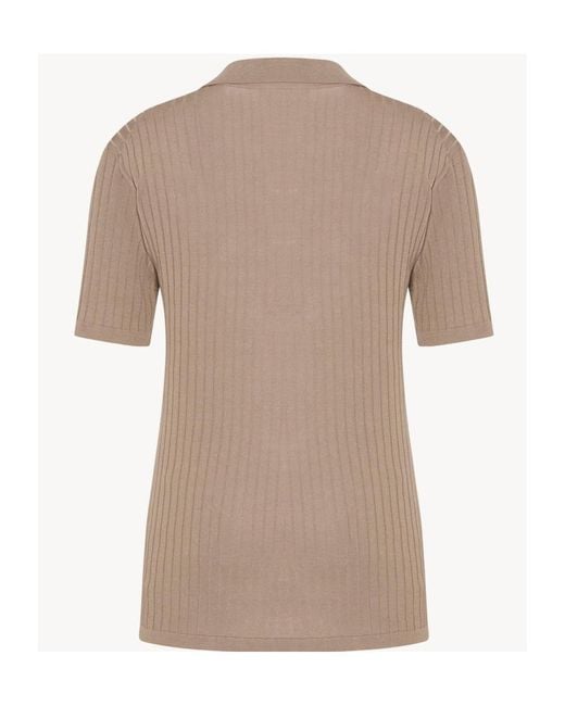The Row Natural Kaiomi V-Neck Ribbed Polo Shirt