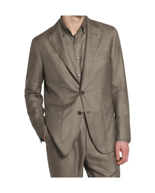 Brioni Brown Zefiro Taupe Silk, Cashmere And Linen Soffio Blazer for men