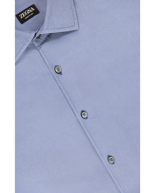 Zegna Blue Long-Sleeve Shirt for men