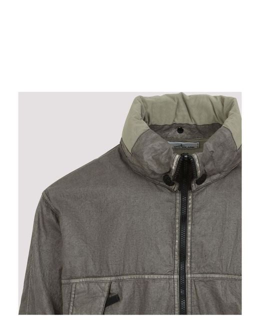 Stone Island Brown Logo Patch Zip-Up Jacket for men