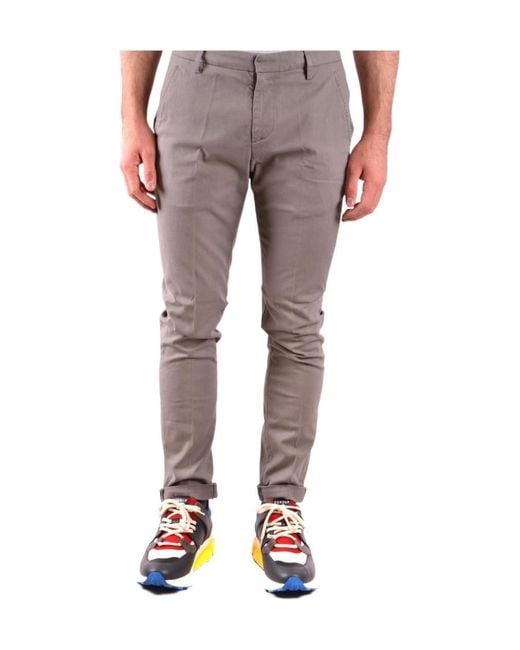 Dondup Gray Straight Casual Pants for men