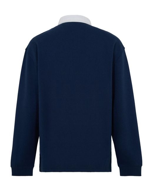 Boss Blue Longsleeve Rugby Polo Shirt for men