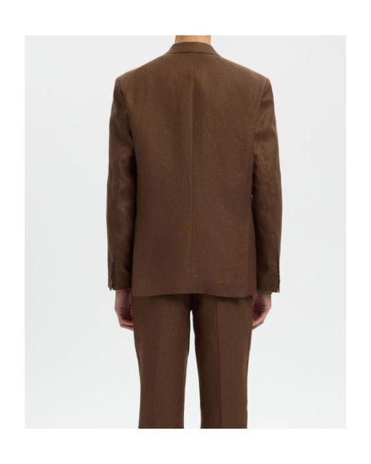 SELECTED Brown Regular Fit Linen Blazer for men
