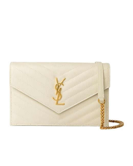 Saint Laurent Natural Monogram Logo Shoulder Bag