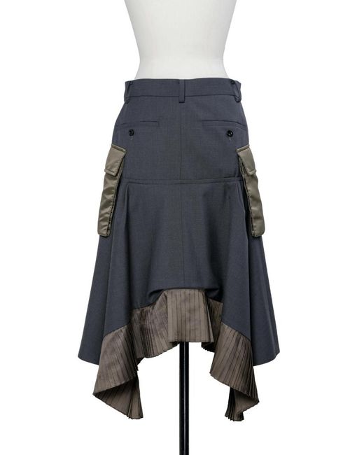 Sacai Gray Suiting X Twill Skirt