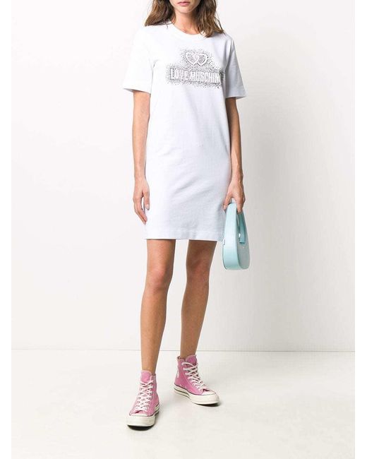 Moschino White Logo Detail T-Shirt Dress