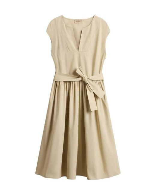 Woolrich Natural Mini Belted Sleeveless Dress