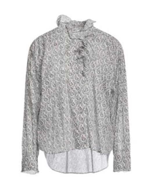 Isabel Marant Gray Loose Dropped-Shoulder Long-Sleeve Shirt