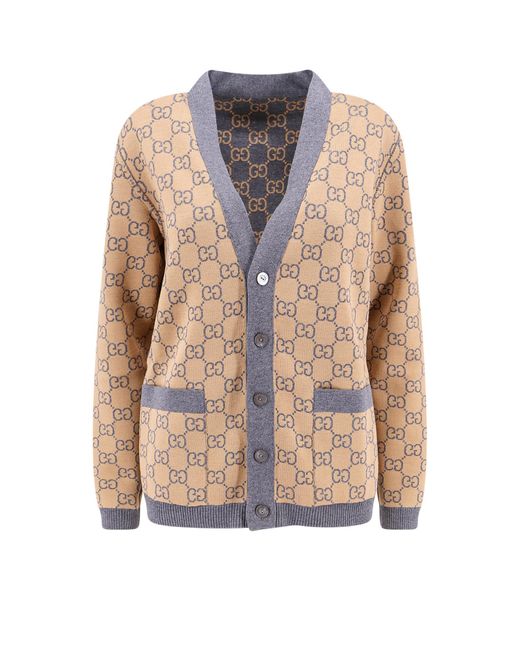 Gucci Gray Reversible Gg Jacquard Button-Up Cardigan