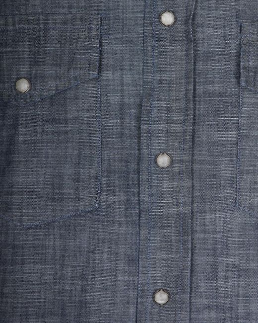 Eleventy Blue Jewel Button Denim Shirt for men