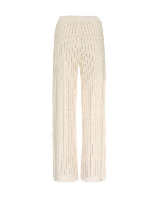 Fabiana Filippi White Straight-Leg Ribbed Trousers