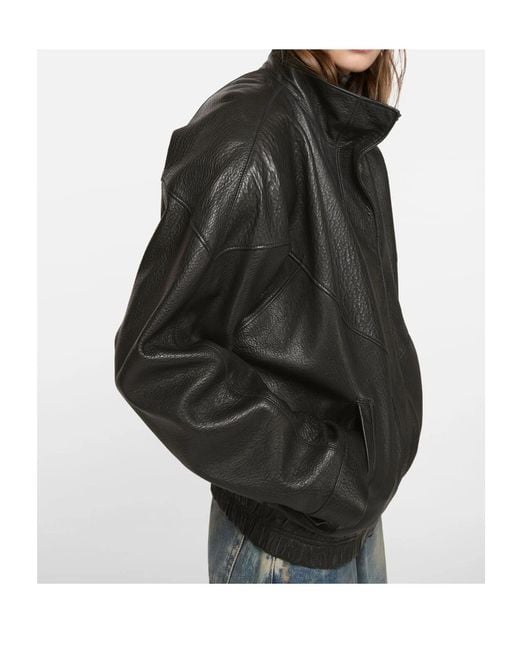Acne Black Leather Logo Blouson